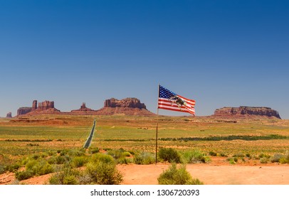 USA Navajo Flag And Monument Valley