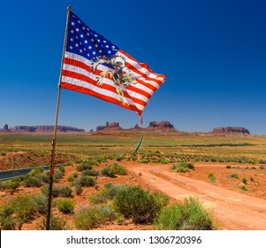 USA Navajo Flag And Monument Valley