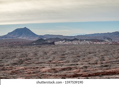 USA, Nevada, Clark County, Lake Mead National Recreation Area. A Fan Of Eroding Gypsum Hills Covered In Sensitive Plant Species.