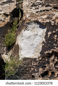 USA, Nevada, Lincoln County, Basin And Range National Monument, Weepah Spring Wilderness Area. A Vandalized Panel Where A Petrogolyph Has Been Removed.