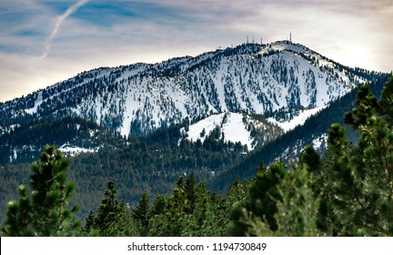 USA, Nevada, Washoe County, Reno: Slide Mountain Home Of Mt. Rose Ski Tahoe Resort, Lodge And Skiing Slopes. 9,702 Ft