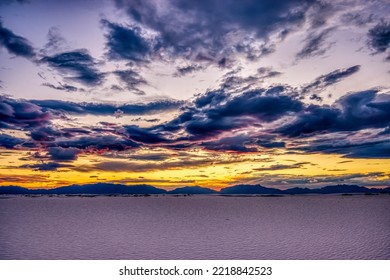 USA, New Mexico, White Sands National Park. Sunset Over Desert.
