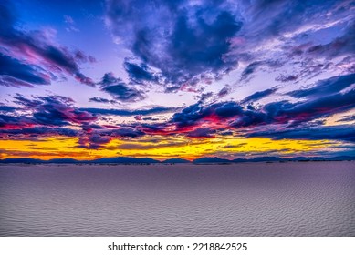 USA, New Mexico, White Sands National Park. Sunset Over Desert.
