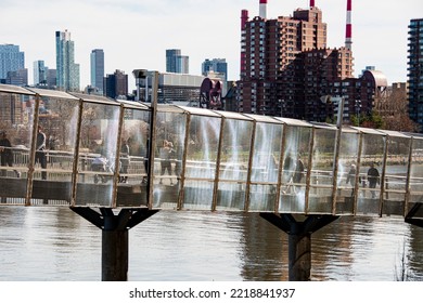 USA, New York City, Manhattan, Upper East Side. John Finley Walk Along East River, Covered Pedestrian Walkway Down To FDR Drive