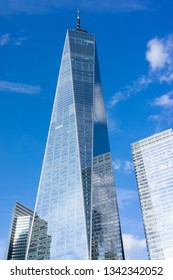 USA, NEW YORK, DECEMBER 2018: World Trade Center is the tallest building in the Western Hemisphere and the third-tallest building in the world