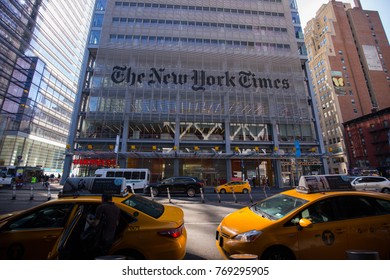 USA. NEW YORK. MANHATTAN. DECEMBER 2017: Building The New York Times. Popular Newspaper In The USA