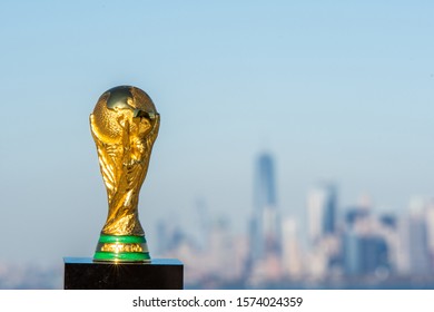 USA, New York, October 2019: World Cup FIFA On Background New York City State Of New York