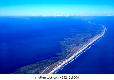 USA, North Carolina, Outer Banks, Pea Island National Wildlife Refuge, Aerial View