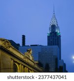 USA, NY, NYC, Chrysler Building, Central Station, 42nd Street, at night