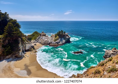 USA Pacific coast landscape, Julia Pfeiffer Burns State Park, California. - Powered by Shutterstock