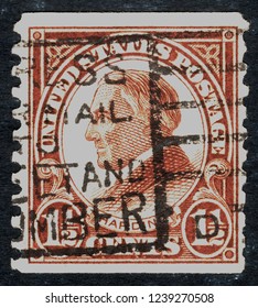 USA postage stamp – circa 1925  11/2c  -   Harding  -  brown - Shutterstock ID 1239270508