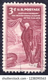 USA Postage Stamp – Circa 1955  3c  -  The Pennsylvania Academy Of The Fine Arts -  150th Anniversary