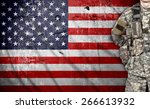 USA soldier on a american flag background