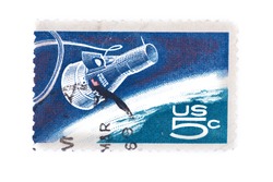 USA  A Stamp Printed Shows "Friendship 7" Capsule And Globe, Project Mercury, First Orbital Flight Of A U.S. Astronaut