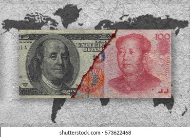 usa versus china, economic war concept