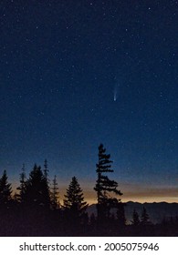 USA, Washington State, Comet NEOWISE Above The Cascade Mountains