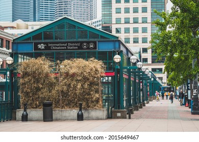 Usa, Washington State, Seattle. Transit Station In Chinatown-International District