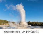 Usa- wyoming- yellowstone national park- upper geyser basin- castle geyser erupting