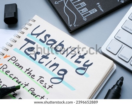 Usability testing plan in the notebook.
