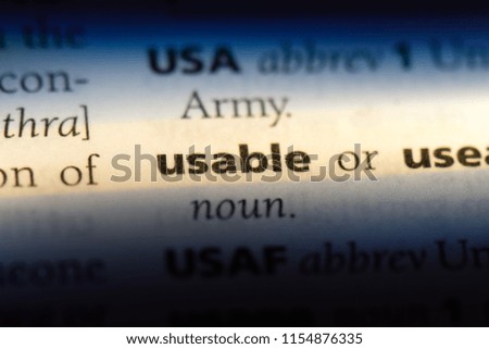 usable word in a dictionary. usable concept.
