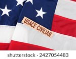 USACE Civilian Contractor Branch Tape on national USA flag background