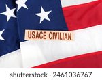 USACE Civilian Contractor Branch Tape on national USA flag background