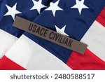 USACE Civilian Contractor Branch Tape on national USA flag background