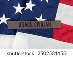 USACE Civilian Contractor Branch Tape on national USA flag background