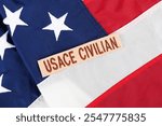 USACE Civilian Contractor Branch Tape on national USA flag background