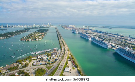 USA.FLORIDA. MIAMI BEACH. JANUARY 28, 2017: South Beach. Port Miami. Cruise ship. 