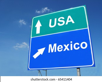 USA-MEXICO road sign