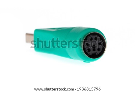 USB 2.0 Male Plug to PS2 Female isolated on white background