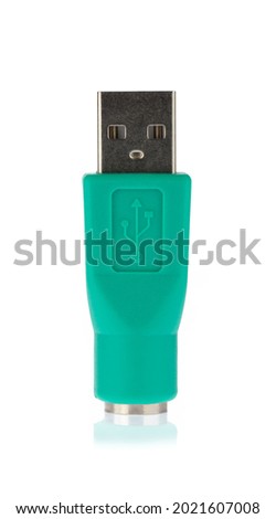 USB 2.0 Male Plug to PS2 Female isolated on white background