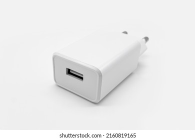 USB 220V Power Adapter Close-up on White Background
