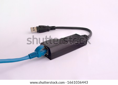 USB 3.0 network adapter 1000 Mbps with LAN wire. This USB 3.0 network adapter is backward compatible with older USB 2.0