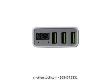 USB adapter for charging multiple mobile phones and modern devices on a transparent background. High quality photo