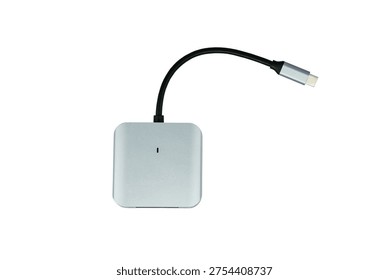 USB C memory card reader adapter isolated on white background data storage transfer technology device