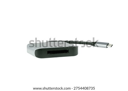 USB C memory card reader adapter isolated on white background data storage transfer technology device
