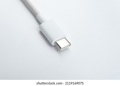 USB cable type C over white isolated background