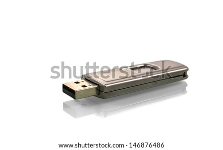 USB Flash Drive closeup on white background 