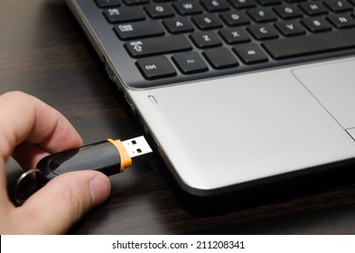 USB Flash Drive And Laptop