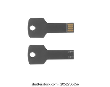 USB Flash Drive Mockup Isolated On Branding Background. Clean Template Blank Plastic, Front, Back Side View.