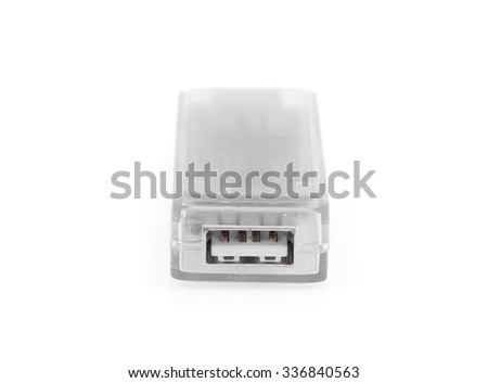 USB memory stick in black and white isolated on white background