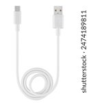 USB and micro USB cable, on white background in insulation