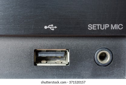 Usb Port And Setup Mic Jack Close Up