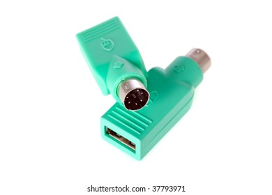 USB to PS2 plug adapter isolated on white background