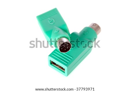 USB to PS2 plug adapter isolated on white background