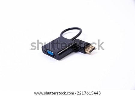 USB Type C adapter or hub with various accessories - pendrives, hdmi, ethernet, VGA DP HDMI, cables. various converter cables for computers and smartphones isolated on white