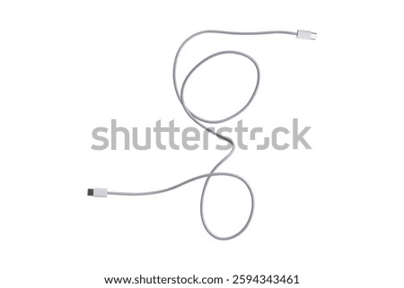USB type C cable isolated on white background.