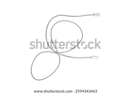 USB type C cable isolated on white background.